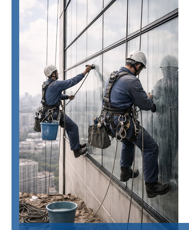 Профессиональная мойка фасадных окон альпинистами в Кинешме