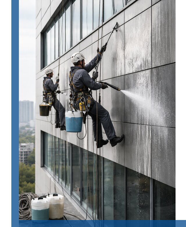 Профессиональная мойка вентилируемых фасадов в Кинешме