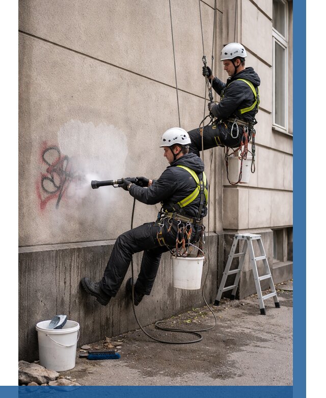 Удаление граффити с фасада в Кинешме от 4548 р. | ВЫСОТНИК-Кнш