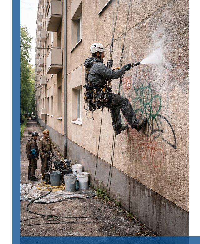 Удаление граффити с фасада в Кинешме без следов и повреждений