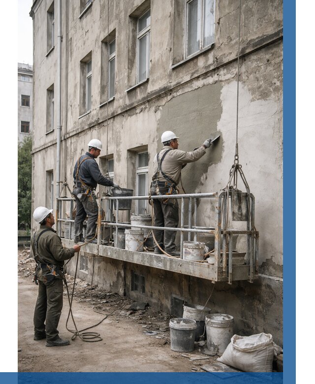 Капитальный ремонт фасада в Кинешме от 4245 р. | ВЫСОТНИК-Кнш