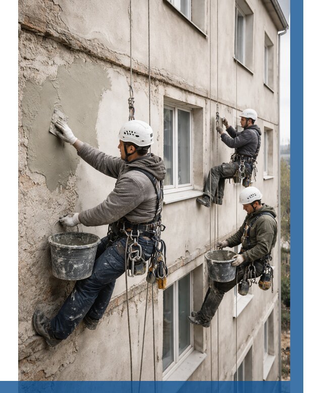 Ремонт штукатурного фасада в Кинешме от 758 р. под ключ | ВЫСОТНИК-Кнш