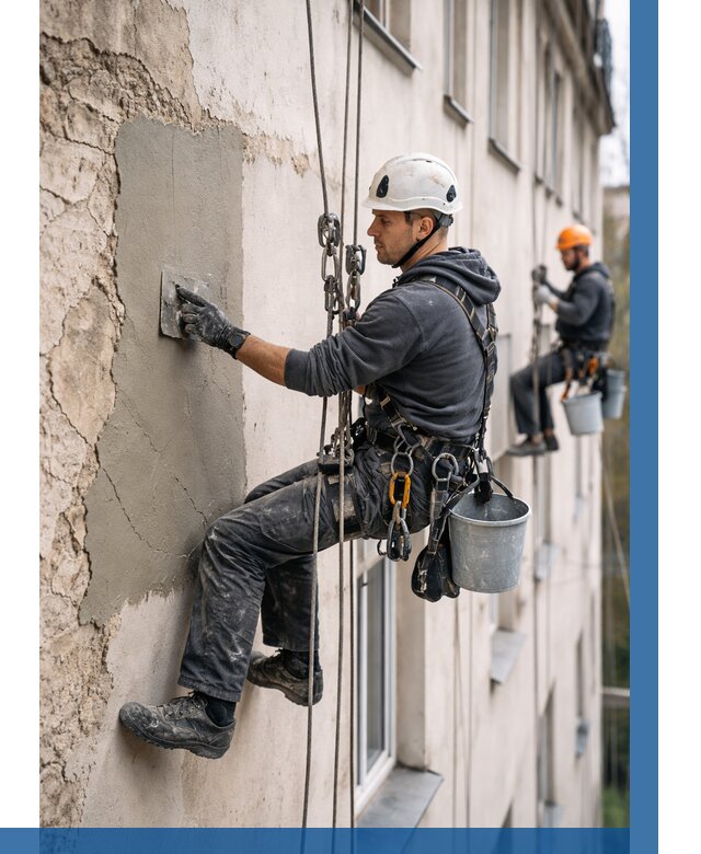 Восстановление штукатурки фасада в Кинешме от 1213 р. | ВЫСОТНИК-Кнш