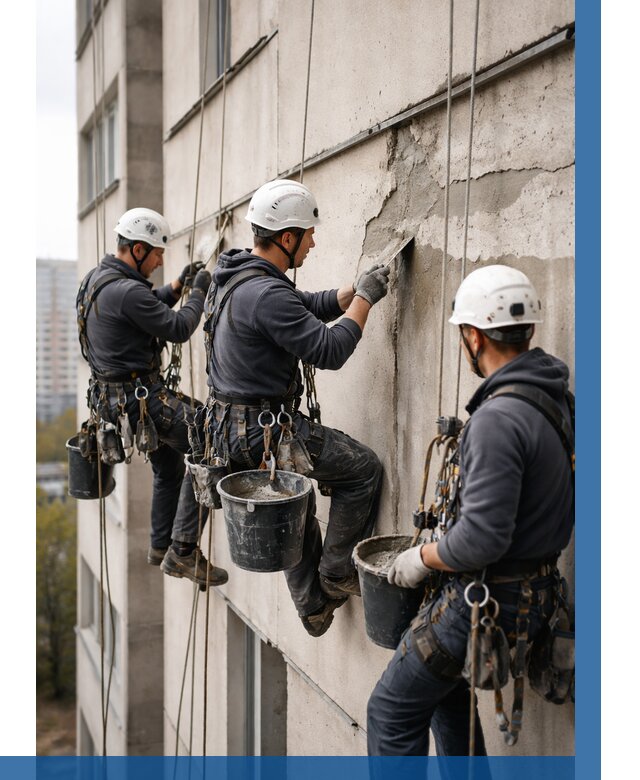 Ремонт бетонных элементов фасада в Кинешме от 2527 р. | ВЫСОТНИК-Кнш