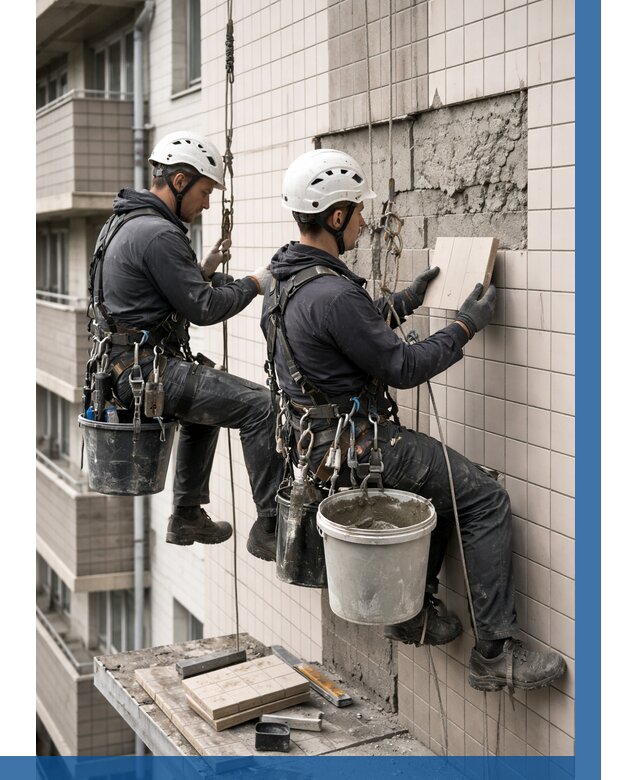 Ремонт облицовки фасада плиткой в Кинешме от 1819 р. | ВЫСОТНИК-Кнш