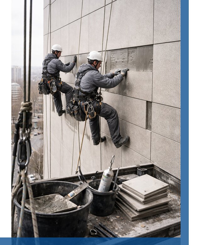 Ремонт фасада из керамогранита в Кинешме от 2527 р. | ВЫСОТНИК-Кнш