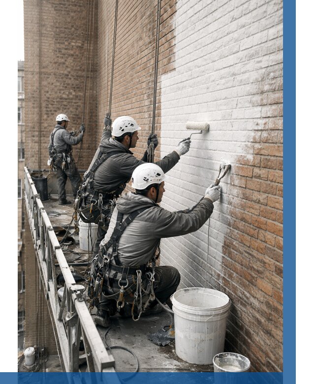 Покраска кирпичного фасада в Кинешме от 354 р. | ВЫСОТНИК-Кнш