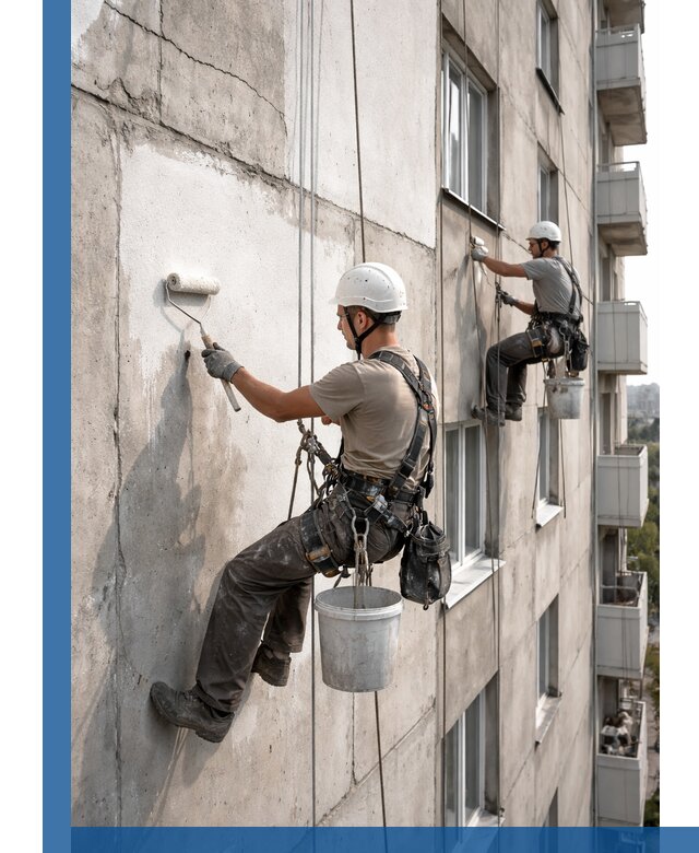 Покраска бетонного фасада в Кинешме для жилых и промышленных объектов