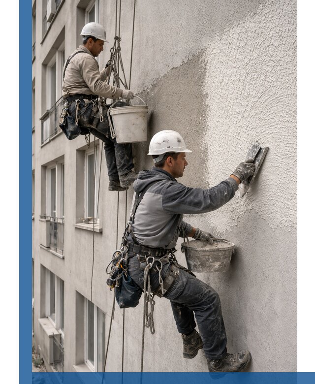 Нанесение декоративной штукатурки короед на фасад в Кинешме