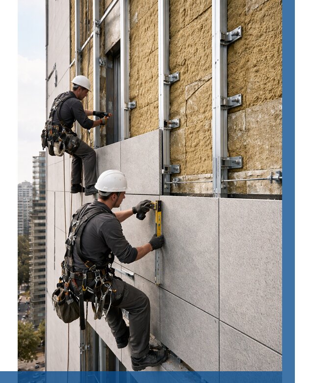 Монтаж вентилируемого фасада в Кинешме от 3537 р. | ВЫСОТНИК-Кнш