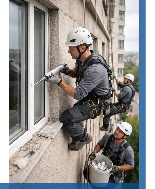 Герметизация оконных швов снаружи в Кинешме от 1516 р. | ВЫСОТНИК-Кнш