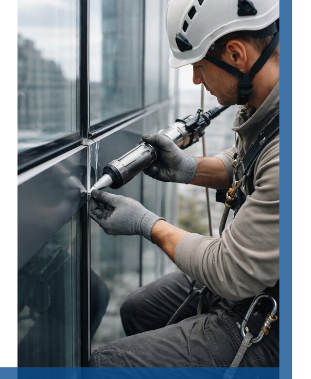 Герметизация стыков витража в Кинешме от 1213 р. | ВЫСОТНИК-Кнш