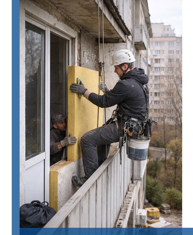 Профессиональное утепление балкона снаружи в Кинешме под ключ
