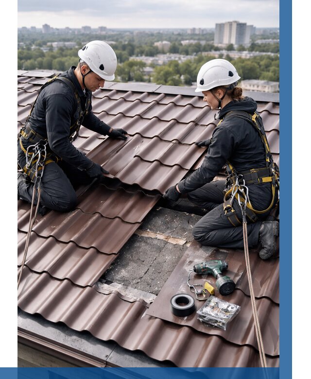 Ремонт металлочерепицы на крыше в Кинешме от 910 р. | ВЫСОТНИК-Кнш