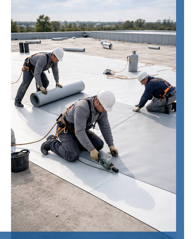 Монтаж мембранной кровли под ключ в Кинешме от 1213 р. | ВЫСОТНИК-Кнш