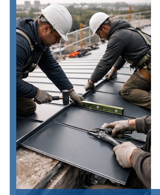 Монтаж фальцевой кровли в Кинешме для промышленных зданий