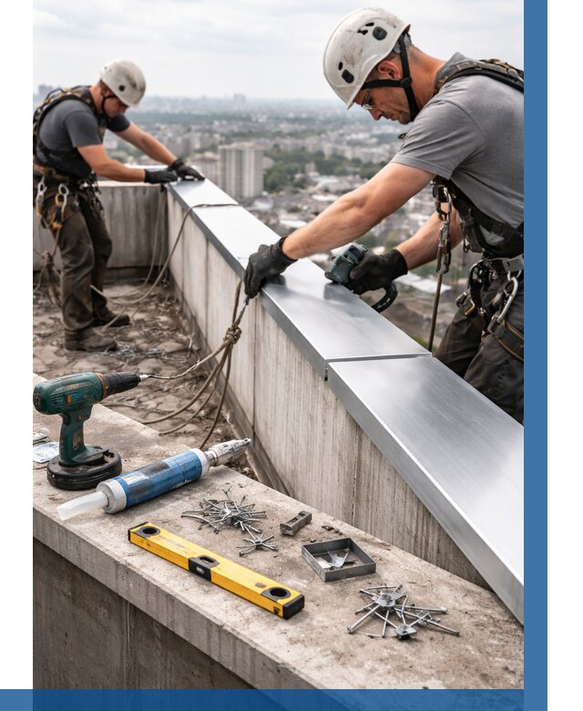 Монтаж парапетных крышек в Кинешме от 809 р. | ВЫСОТНИК-Кнш