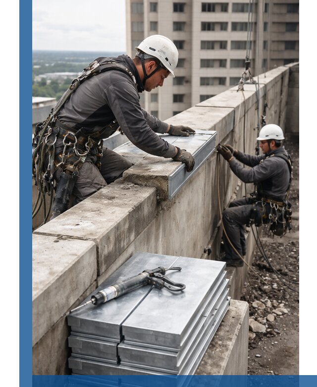 Замена парапетных крышек и установка новых в Кинешме
