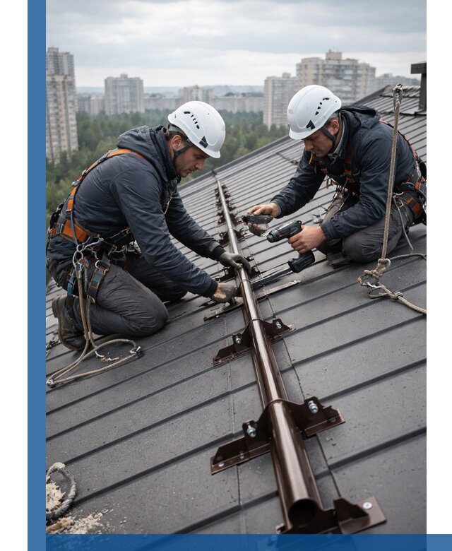 Монтаж снегозадержателей на кровле зданий в Кинешме под ключ