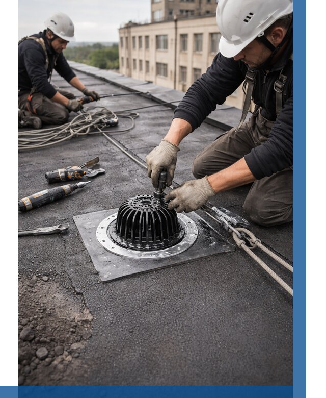 Установка водосточных воронок в Кинешме цена от 3537 р. | ВЫСОТНИК-Кнш