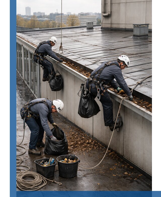 Очистка кровли по периметру в Кинешме силами промышленных альпинистов