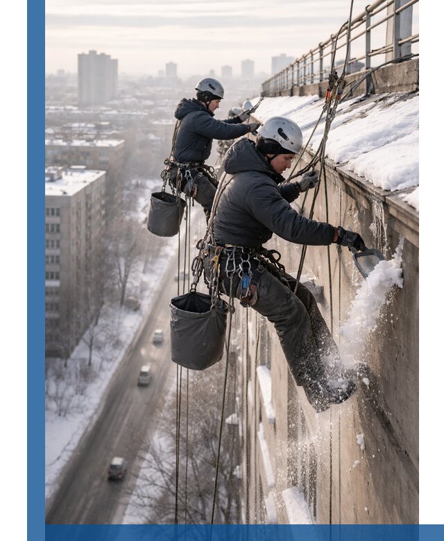 Очистка карнизов от снега в Кинешме профессионально и безопасно
