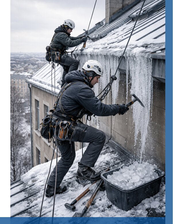 Удаление наледи с кровли в Кинешме от 5559 р. | ВЫСОТНИК-Кнш