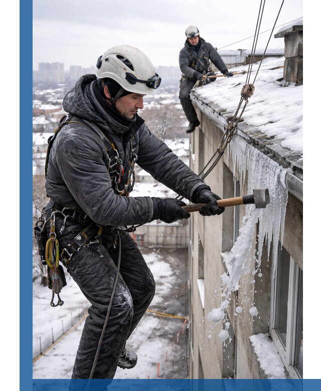 Сбивание и удаление сосулек с крыши в Кинешме безопасно