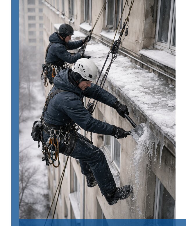 Удаление наледи и сосулек с карнизов в Кинешме профессионально