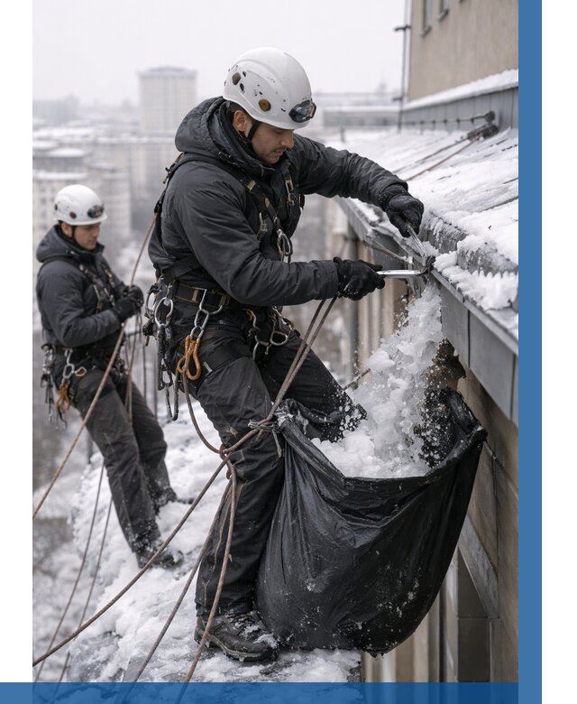 Аварийная очистка крыши в Кинешме под ключ от 303 р. | ВЫСОТНИК-Кнш