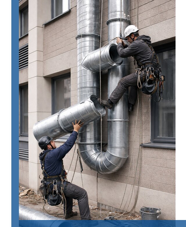 Монтаж фасадных воздуховодов в Кинешме с герметизацией и крепежом