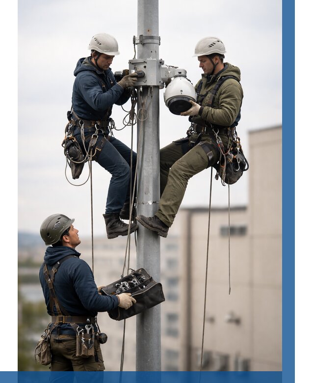 Установка видеокамер на мачте в Кинешме от 8591 р. | ВЫСОТНИК-Кнш