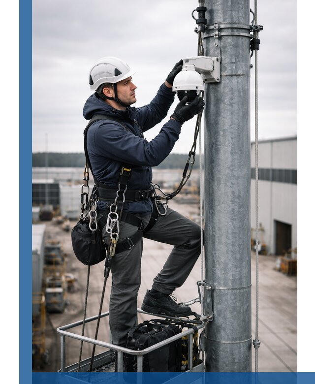 Профессиональная установка видеокамер на мачте в Кинешме