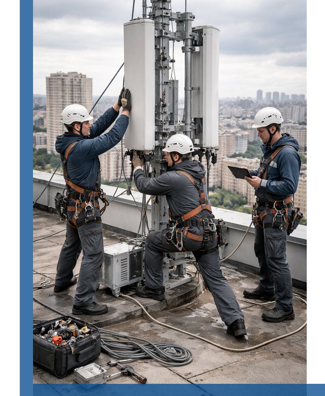 Монтаж антенн связи на крыше в Кинешме с вводом в эксплуатацию