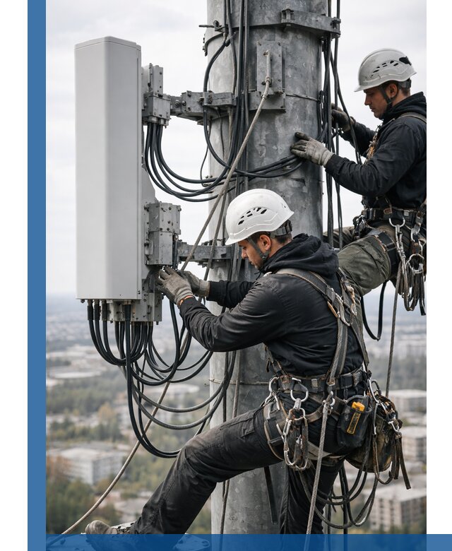 Монтаж оборудования связи на мачте в Кинешме с пусконаладкой