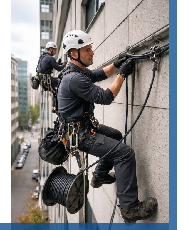 Прокладка кабеля по фасаду в Кинешме от 354 р. | ВЫСОТНИК-Кнш