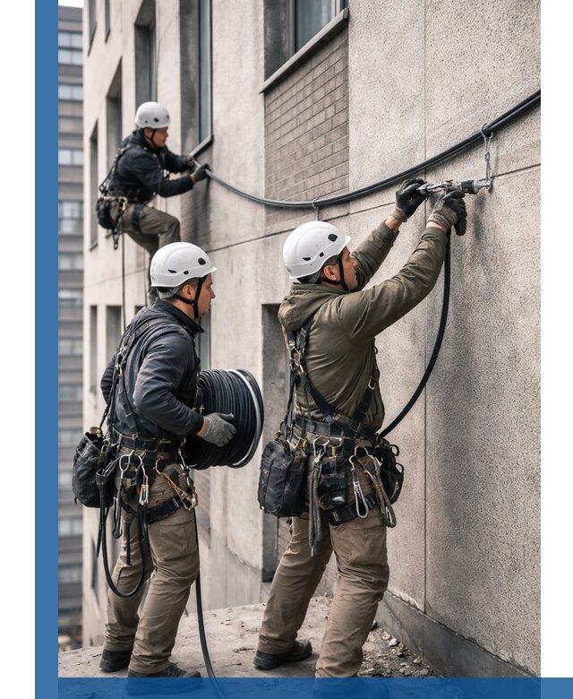 Прокладка кабеля по фасаду в Кинешме, профессиональный монтаж