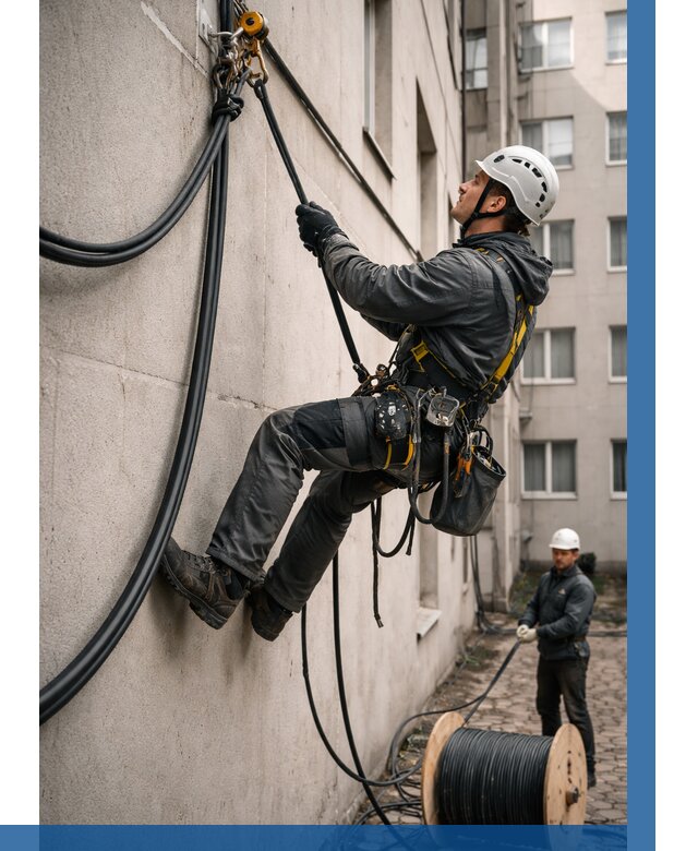 Протяжка кабеля питания на высоте в Кинешме от 455 р. | ВЫСОТНИК-Кнш