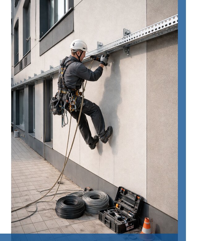 Монтаж кабельных лотков на фасаде в Кинешме от 1213 р. | ВЫСОТНИК-Кнш