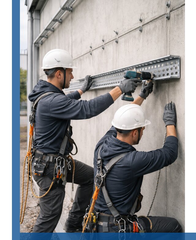 Монтаж кабельных лотков на фасаде зданий в Кинешме с гарантией