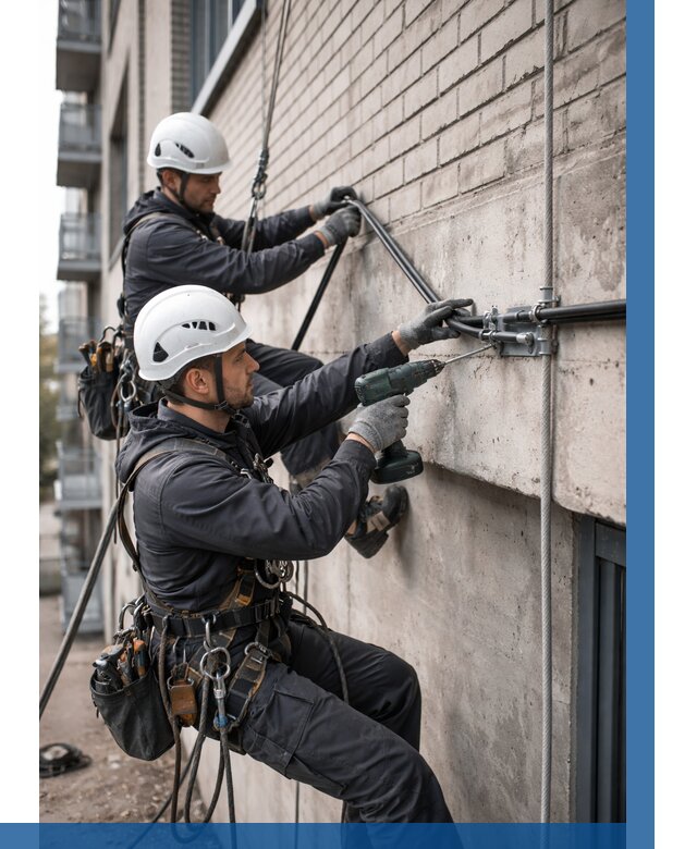 Крепление кабеля на фасаде в Кинешме от 354 р. | ВЫСОТНИК-Кнш