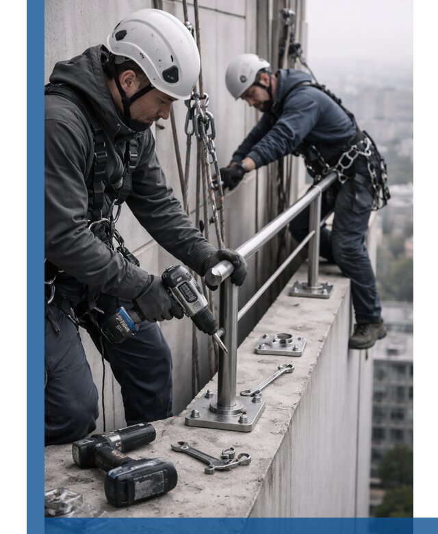 Монтаж перил на высоте в Кинешме для жилых и промобъектов