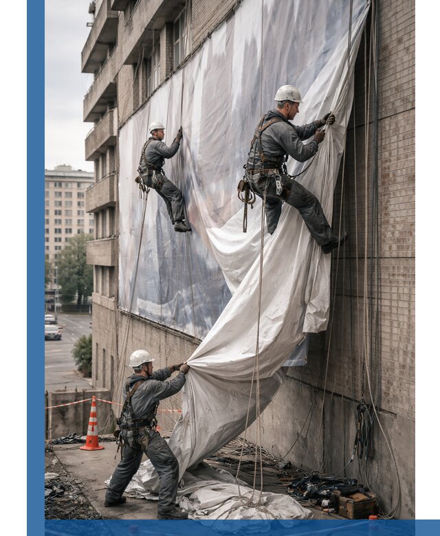 Демонтаж баннеров с фасада в Кинешме оперативно и безопасно