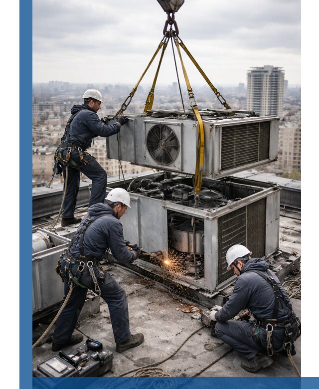 Демонтаж крышной установки в Кинешме любой сложности