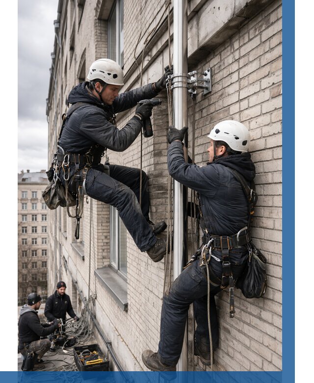 Монтаж флагштока на здании в Кинешме от 6570 р. | ВЫСОТНИК-Кнш