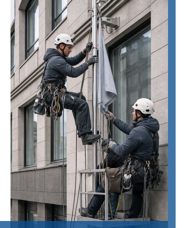 Установка флагов на фасаде в Кинешме от 4548 р. | ВЫСОТНИК-Кнш