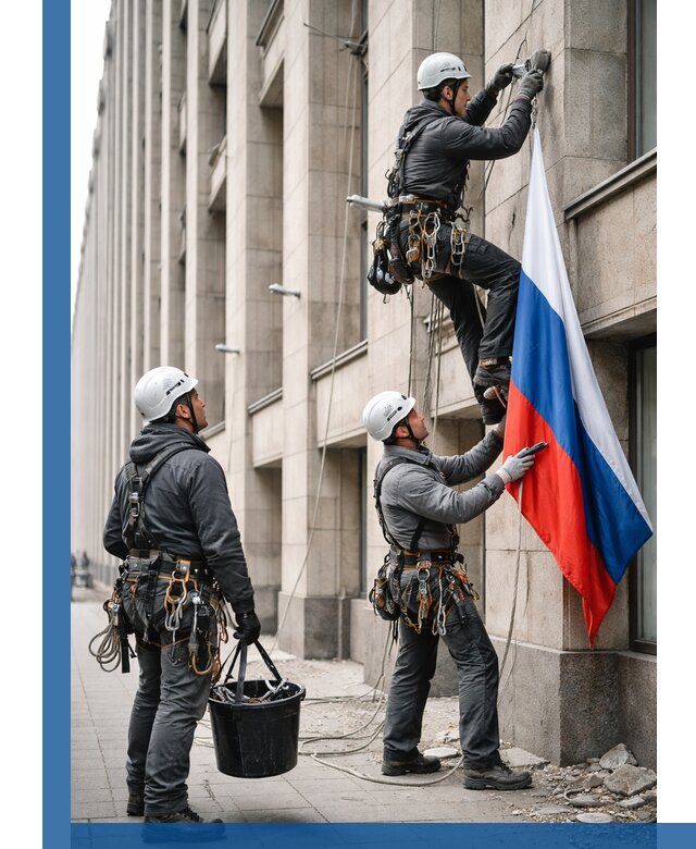 Профессиональная установка флагов на фасаде в Кинешме