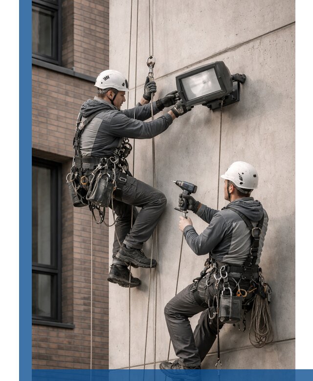 Профессиональный монтаж фасадных прожекторов в Кинешме под ключ