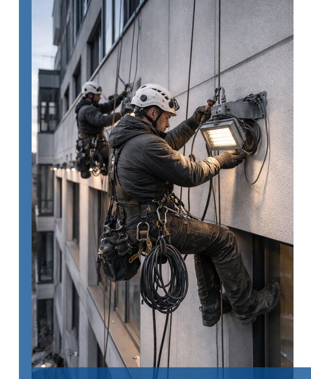 Монтаж фасадного освещения в Кинешме установка и подключение