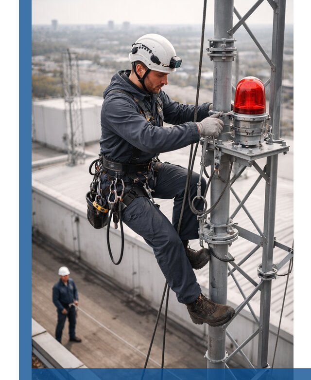 Монтаж заградительных огней и обслуживание объектов в Кинешме